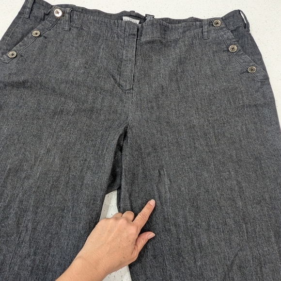 Sandro Woman Washed Black Capri Pants Cropped High Rise Pockets Casual Plus 22W - Picture 9 of 11